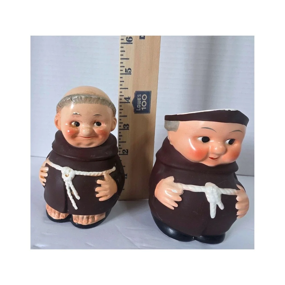 Vintage Goebel Friar Tuck Sugar Bowl and Creamer Set West Germany 1956 Ceramic